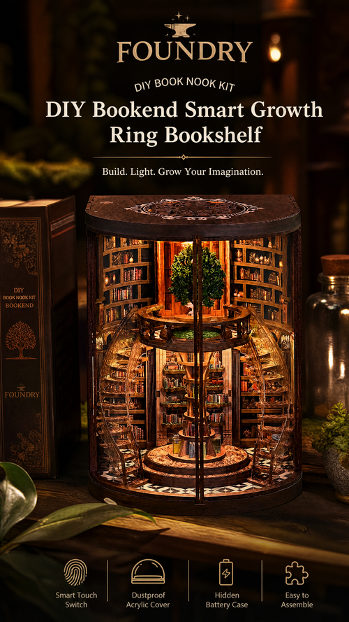 The Foundry - Smart Annual Ring Bookend DIY Cottage 3D Handmade Assembled Book Stand